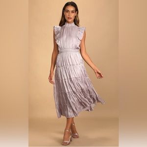 Lulu’s Lilac Tiered Mock Neck Midi Dress Discontinued Color M